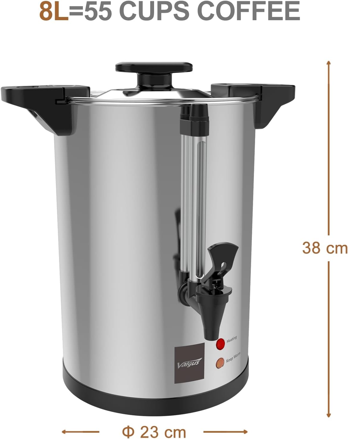 Commercial Percolateur Professionnel à Café 55-tasse 8L acier inoxydable percolateur cafe urne à café pour maison, fête, bureau, mariage 8L Argent