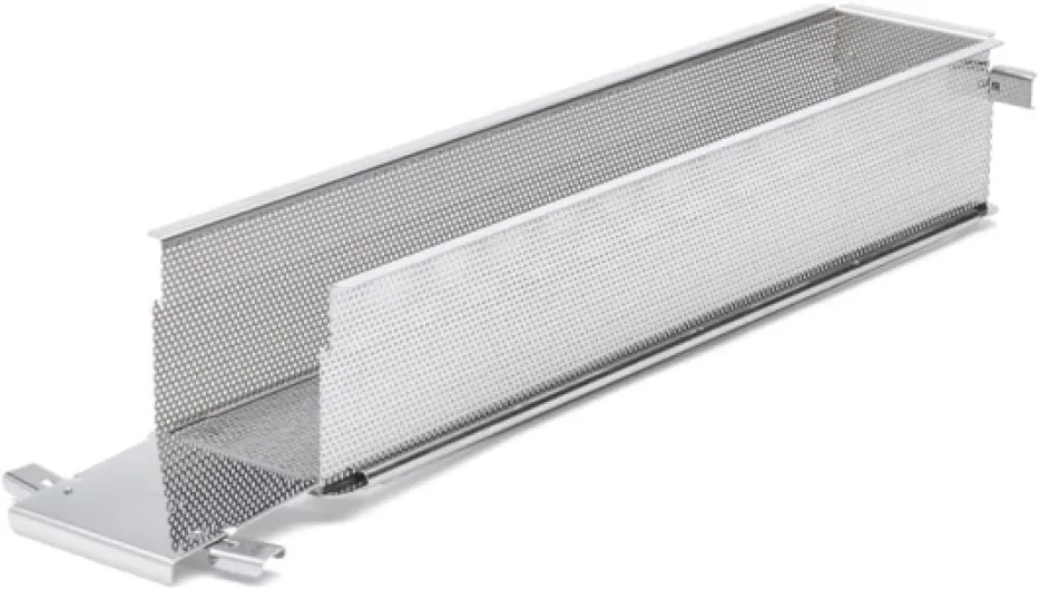 Moule rectangulaire GEOFORME dépliable à charnières en inox perforé - 48 x 9 x 8,5 cm -, Gris