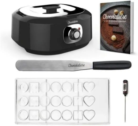 Tempéreuse à Chocolat 3L (1 kg) Professionnelle – Chocolatière avec Thermostat Réglable, Maintien au Chaud, Fonte Rapide – Machine Chocolat pour Fondue, Pâtisserie, Dessert – Noir