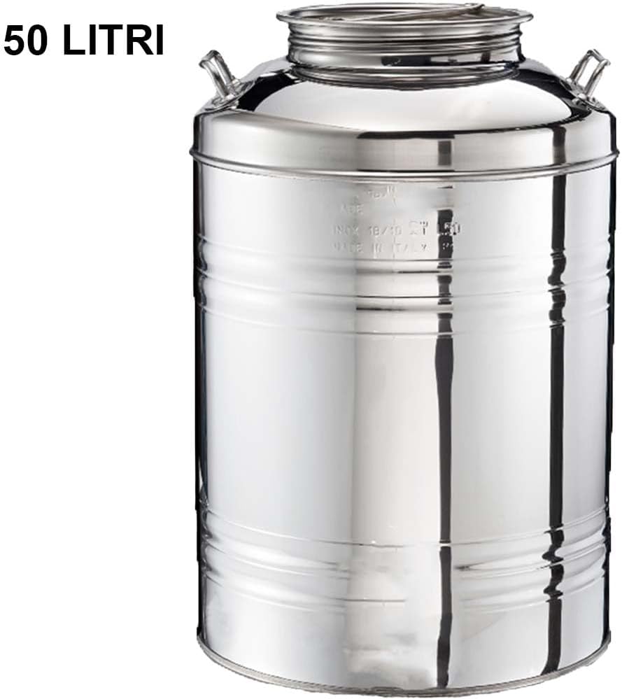 Fût à huile de 50 litres Jar avec robinet damigiana bidon en acier inoxydable 18/10 récipient à vin miel eau