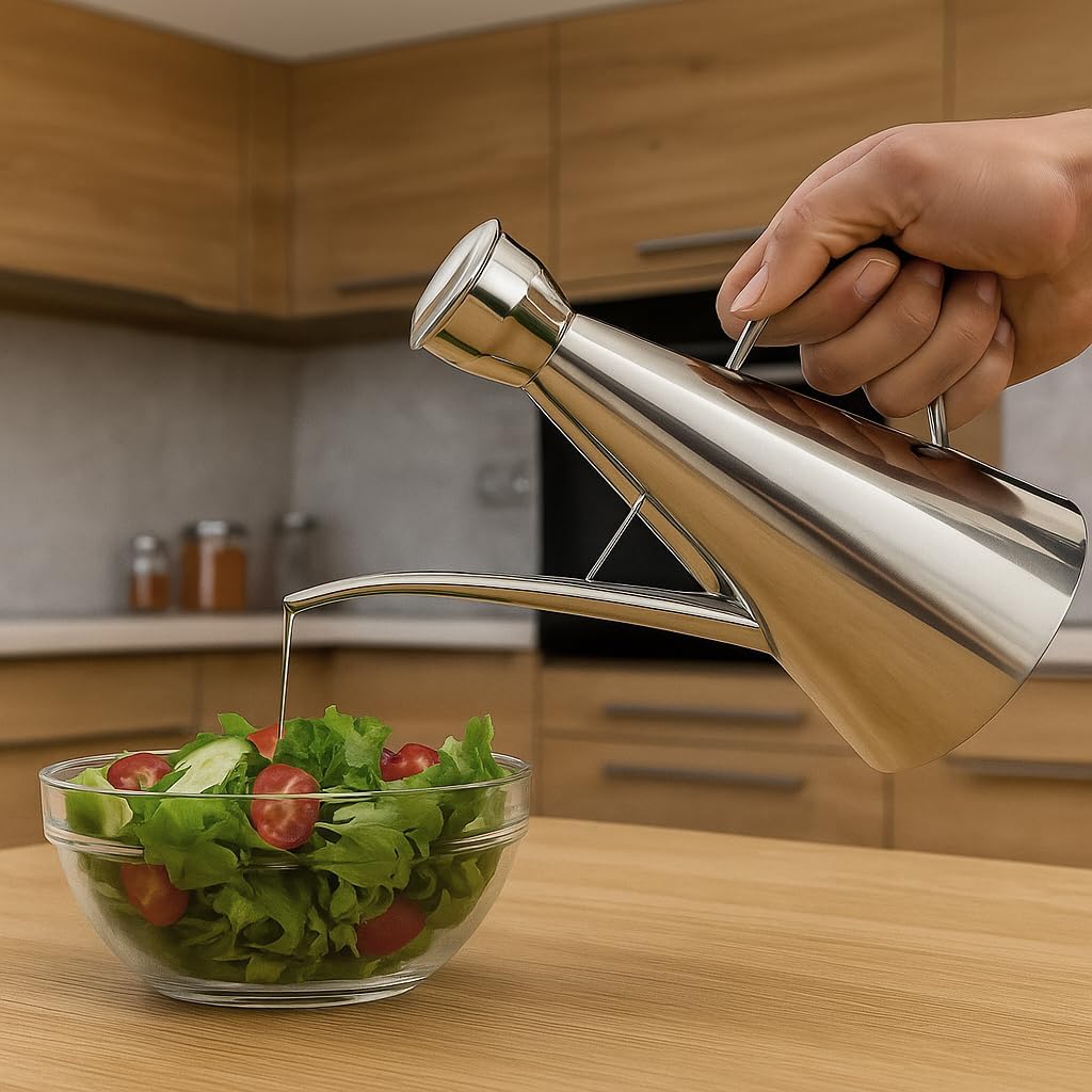 ME World MGE - Huilier Classique - Distributeur Vinaigre ou Huile - Acier Inoxydable - 500 mL - Argent