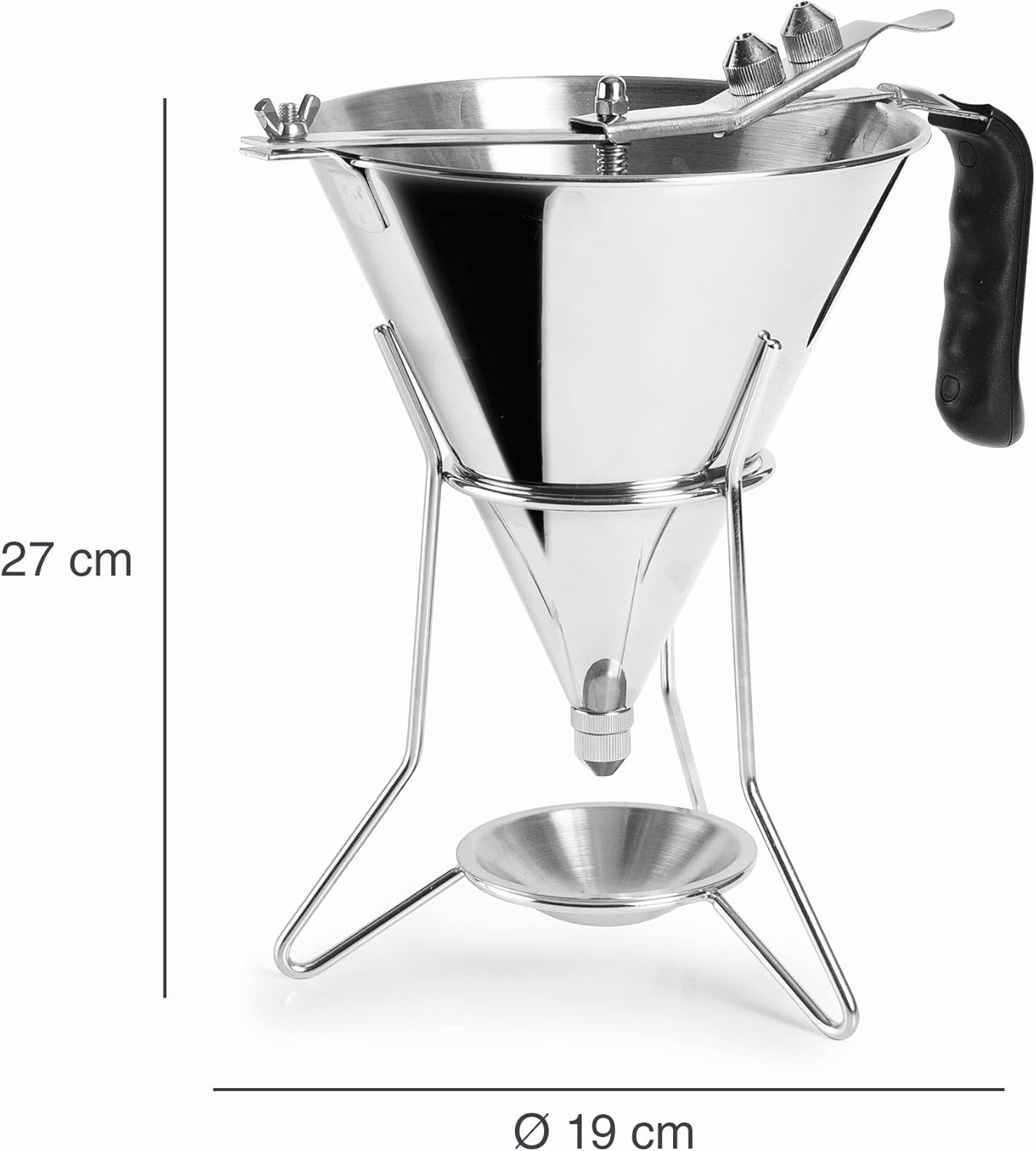 Lacor 67150 Entonnoir doseur en acier inoxydable 18/10 avec système de levier pour un débit réglable, 2'00 L, Argent