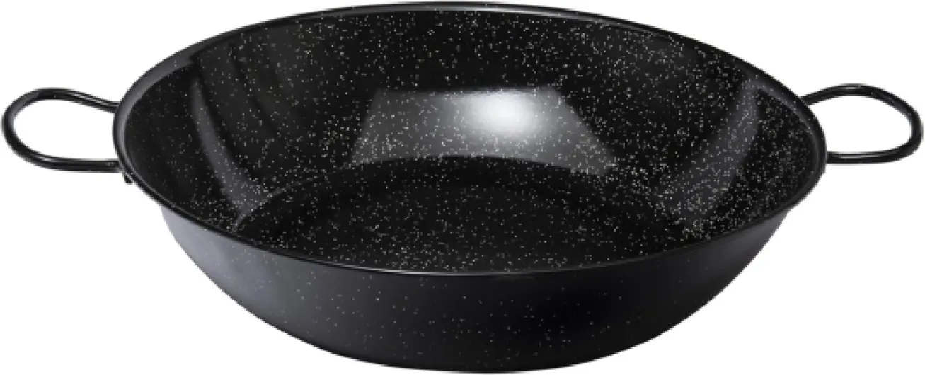 VAELLO - Plat à Paella Haut en Métal Émaillé - Plat de Cuisson Résistant, Accessoire Cuisine Extérieure Facile à Nettoyer - Poêle à Paella à 2 Poignées, Ø 60 cm