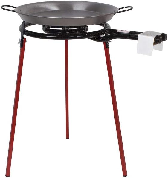 COFAN Poêle à paella, brûleur, pieds et trépied, acier, gris, Diamètre de la poêle 46 cm