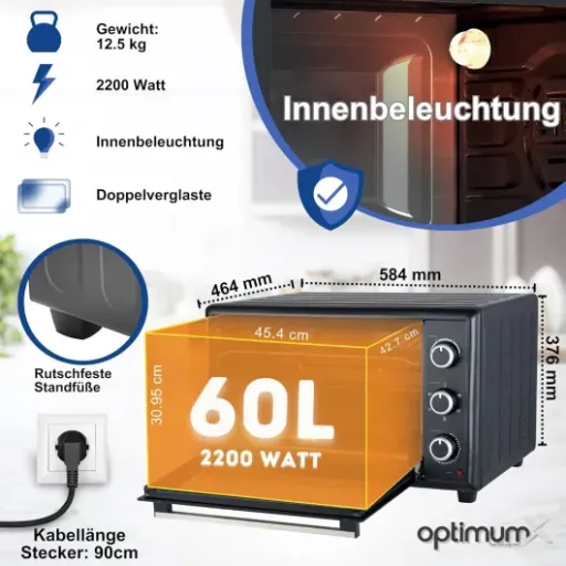 Test OptimumX Four Électrique 60L XXL : un gros mini-four qui fait le job pour la cuisine du quotidien