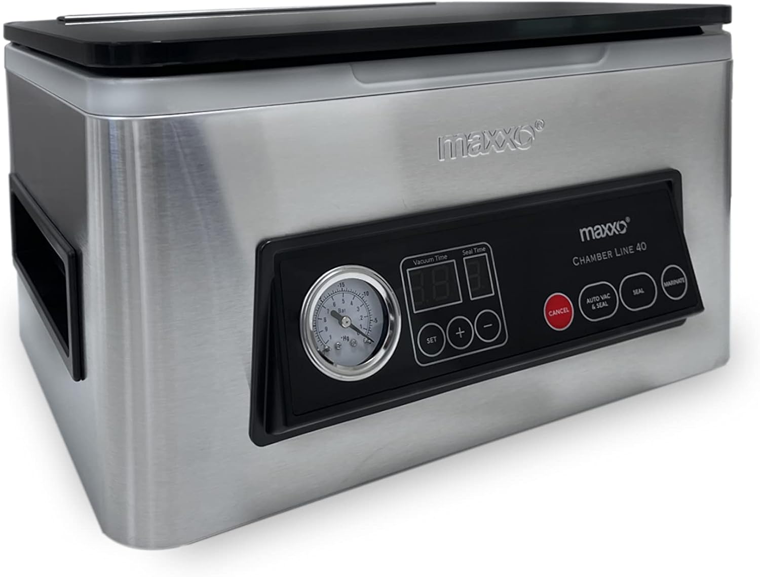 Maxxo VM ChamberLine 40 Machine Sous Vide Alimentaire Professionnelle – Chambre Sous Vide 72 l/min, Acier Inoxydable, Double Soudure, Appareil Mise Sous Vide + 30 Sacs Inclus