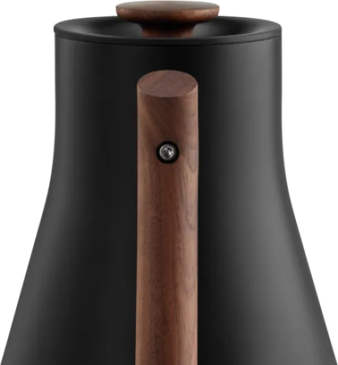 Bollitore elettrico per il tè Fellow Corvo EKG - Teiera e caffè pour-over elettrici - EU, Nero opaco con manico in noce - 0,9 litri Corvo Noir Mat avec Poignée en Érable
