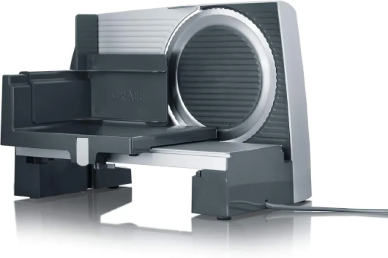 GRAEF G50 - Trancheuse universelle électrique, lame ondulée en acier inoxydable Ø 170 mm, épaisseur de coupe 0-20 mm, sécurité enfants