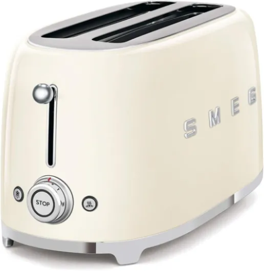 , Grille-pain 4 Tranches TSF02CREU, 2 Fentes 36 mm, 6 Niveaux de Brunissage, Fonction Chauffage, Décongélation et Bagel, Éjection Automatique du Pain, Ramasse Miettes, 1500 W, Crème