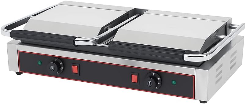 Grill Panini Professionnel Double - 4,4 kW - Plaques de Cuisson 2 Zones - Température 0 à 300°C - Haute Performance