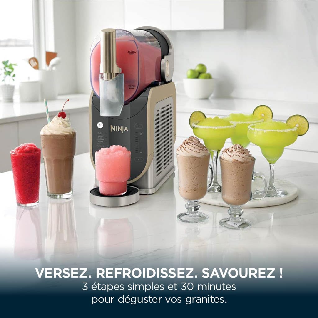SLUSHi Machine à granités, Sans glace ni préparation, Grande capacité 1,9L, 5 modes préréglés, Boissons glacées comme cocktails, frappés, milkshakes et jus glacés, Pierre Or, FS301EUSTGD Stone Or