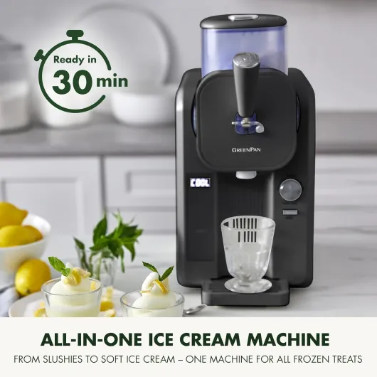 Frost Sorbetière & Machine à Slushie, Glace Italienne, Sorbet, Milkshakes, Yaourt Glacé, Sans Pré-congélation, Prête en 15 Min, 15-en-1, 6 Modes, 7 Textures, Autonettoyante, Gris