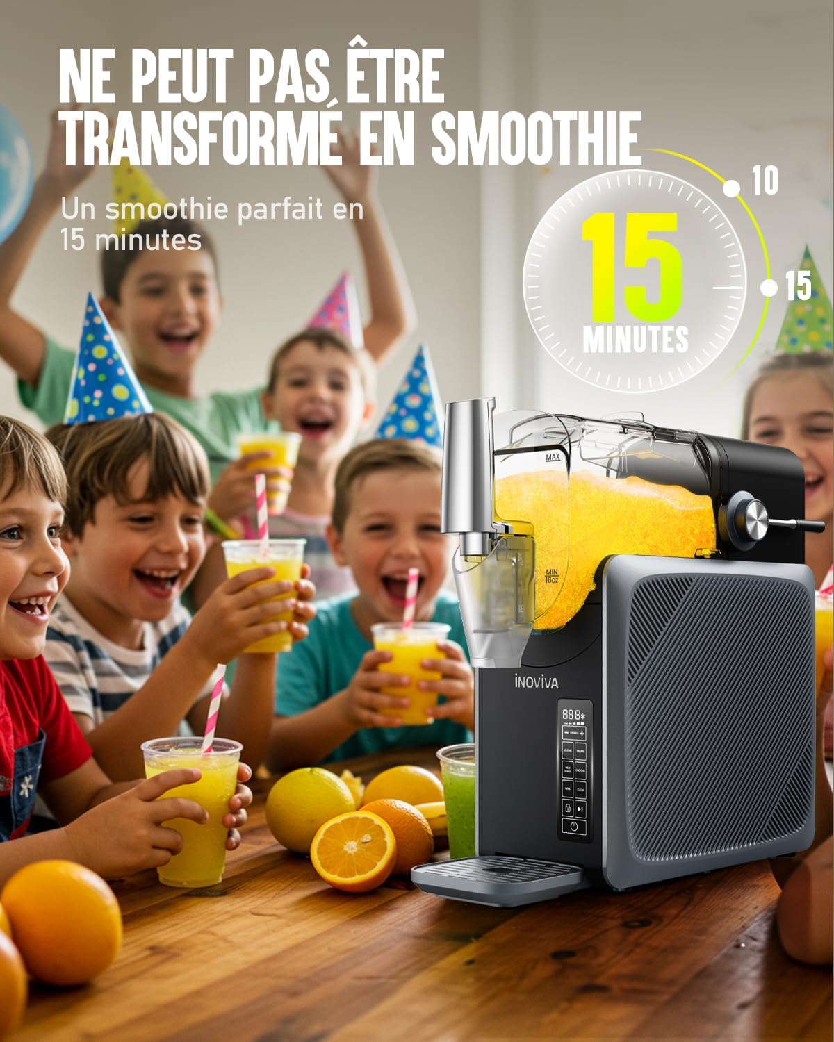 INOVIVA Machine à Granités 2,6 L,Slush Machine sans Glace, Granités à Domicile avec Autonettoyage, 5 Modes Préréglés, Slushies, Milkshakes, Frappés et Cocktails Congelés S2.2