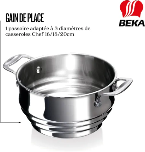Chef Panier Vapeur Inox 18/10 - Compatible Casseroles 16, 18 & 20 cm - Cuisson Saine Sans Matière Grasse