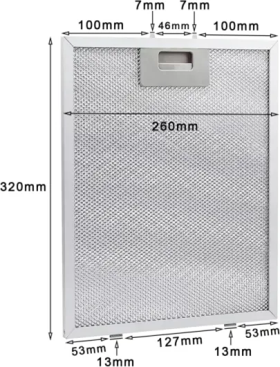 Filtre à graisse en aluminium universel pour hottes de cuisine, facile à installer, facile à nettoyer, 320 x 260 mm, accessoire pour hotte de cuisine, modèle 1105, nouveau 320x260mm