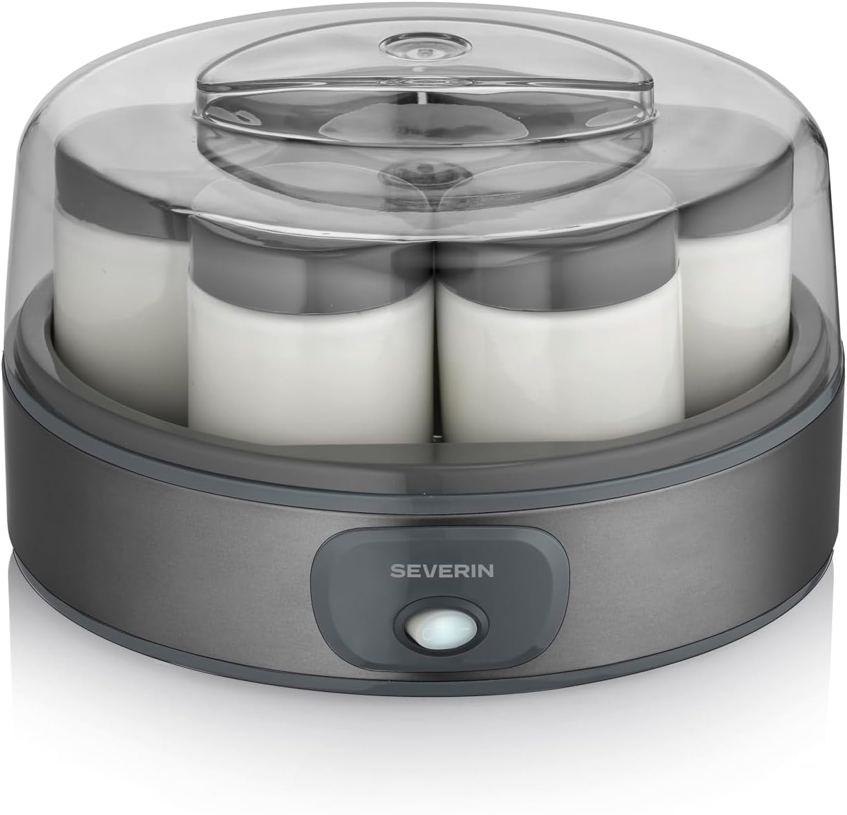 Yaourtière pratique et compacte, Machine à yaourt maison 13 W, Yaourtière électrique et 7 pots de yaourt en verre de 150 ml avec couvercle, garanti sans BPA, anthracite, JG 3510 Yaourtière Gris anthracite