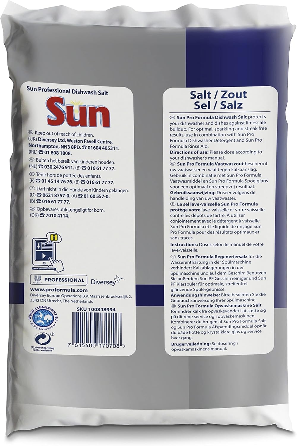 Sun Professionnel Sel Régénérant pour lave vaisselle, 2 kg, Sans parfum 2 kg (Lot de 1)