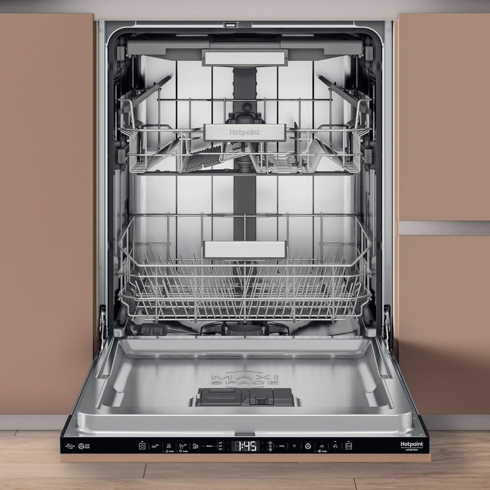 H7I HT59 L Lave-vaisselle Encastrable 60 cm avec 15 Couverts - Départ Différé 24h, Panier Supérieur Réglable, Témoin Sel et Rinçage - Niveau Sonore 39 dB, Classe Énergétique B - Noir