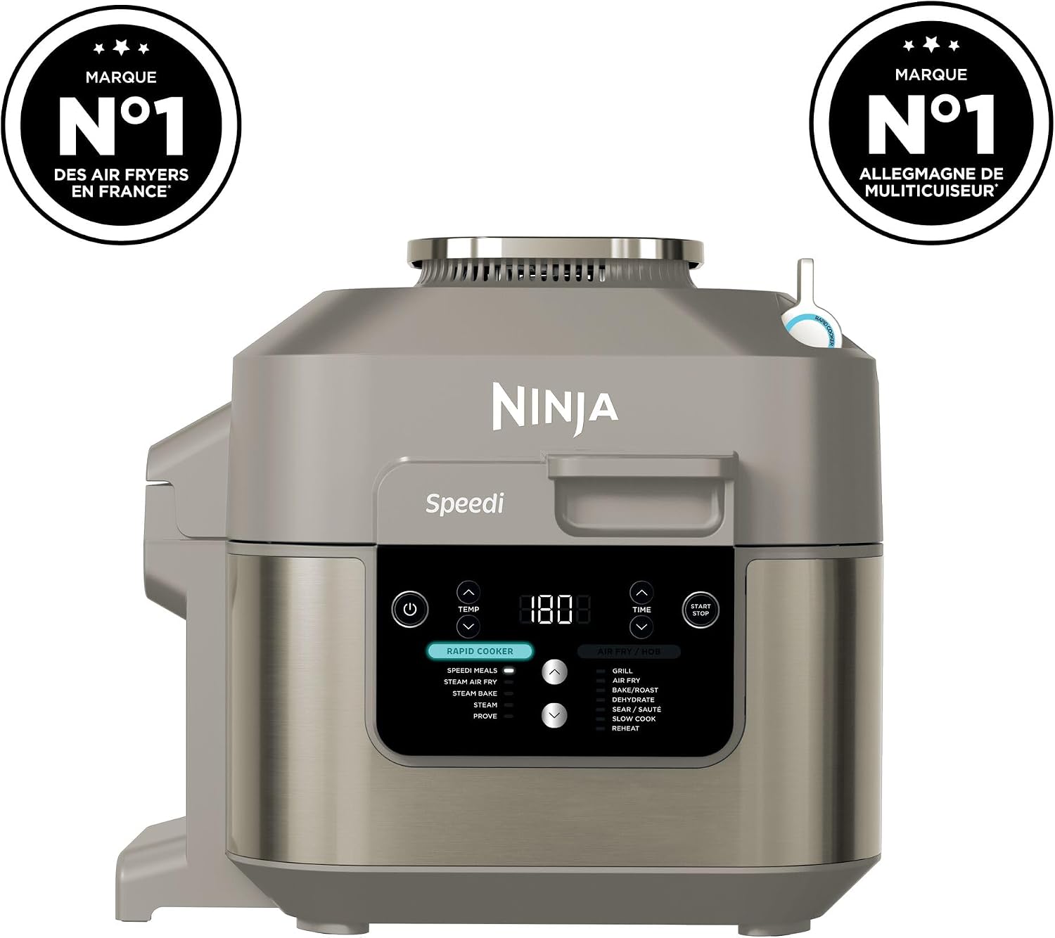 Speedi 10-en-1 Cuiseur rapide, Air Fryer, Friteuse à air et Multicuiseur, 5.7L, Repas pour 4 en 15 minutes, Vapeur, Gril, Cuire au four, Rôtir, Saisir, Mijoter et plus, Stone Or, ON500EUSTGD 12-en-1 Exclusive Amazon