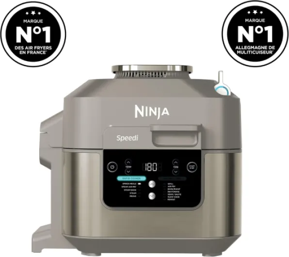 Speedi 10-en-1 Cuiseur rapide, Air Fryer, Friteuse à air et Multicuiseur, 5.7L, Repas pour 4 en 15 minutes, Vapeur, Gril, Cuire au four, Rôtir, Saisir, Mijoter et plus, Stone Or, ON500EUSTGD 12-en-1 Exclusive Amazon