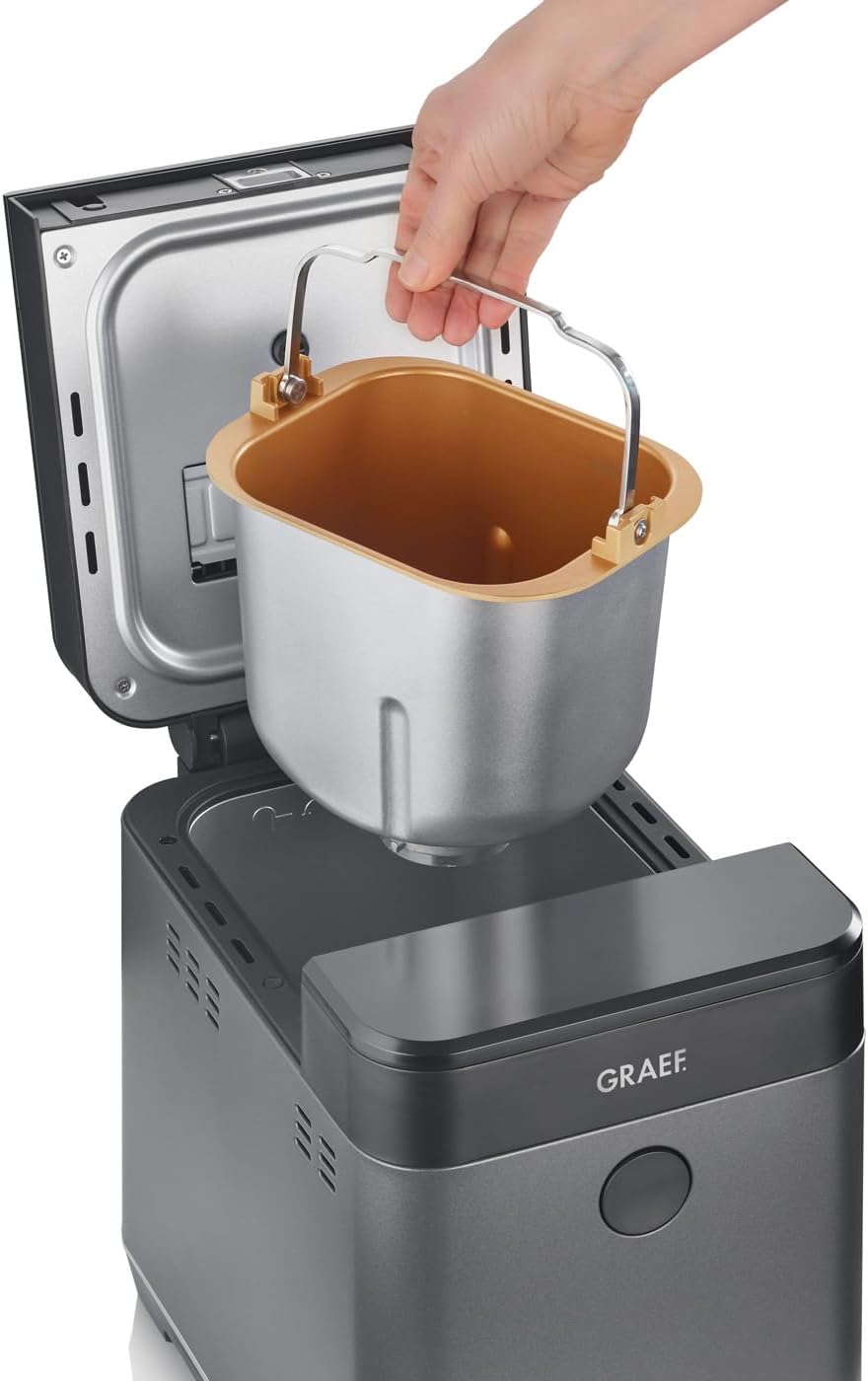 GRAEF Machine à pain BA806, machine à pain avec 36 programmes, 500g ou 750g de pain, fonction maintien au chaud 60 min, temps de levée réglable, 3 niveaux de brunissage