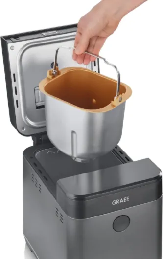 GRAEF Machine à pain BA806, machine à pain avec 36 programmes, 500g ou 750g de pain, fonction maintien au chaud 60 min, temps de levée réglable, 3 niveaux de brunissage