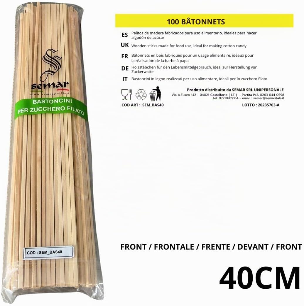 Bâtonnets pour la barbe à papa 40 cm x 0,4 cm - 200 pièces