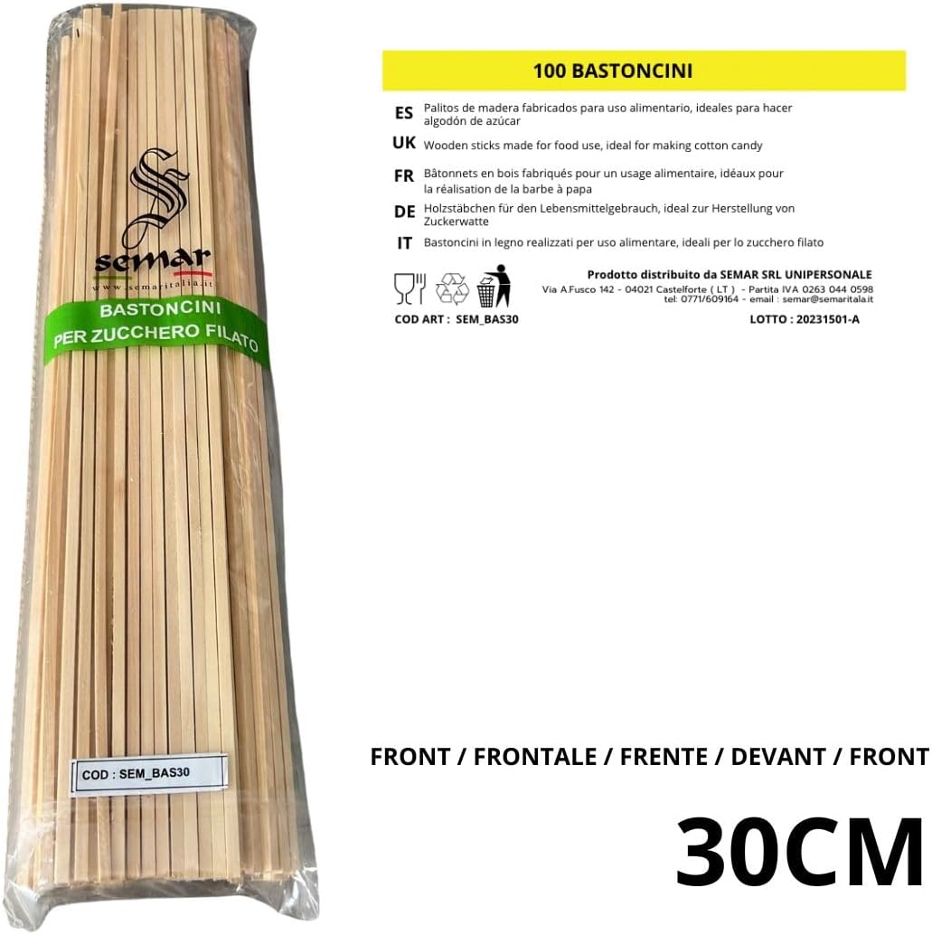 500 bâtons traditionnels pour barbe à papa - 30 cm x 0,4 cm