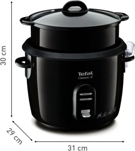 Classic 2 Cuiseur à riz, 5 L, 1,5 kg de riz, Automatique, Maintien au chaud, Sans surveillance, Cuve antiadhésive, Nettoyage facile, Panier vapeur, Noir RK103811 5 litres