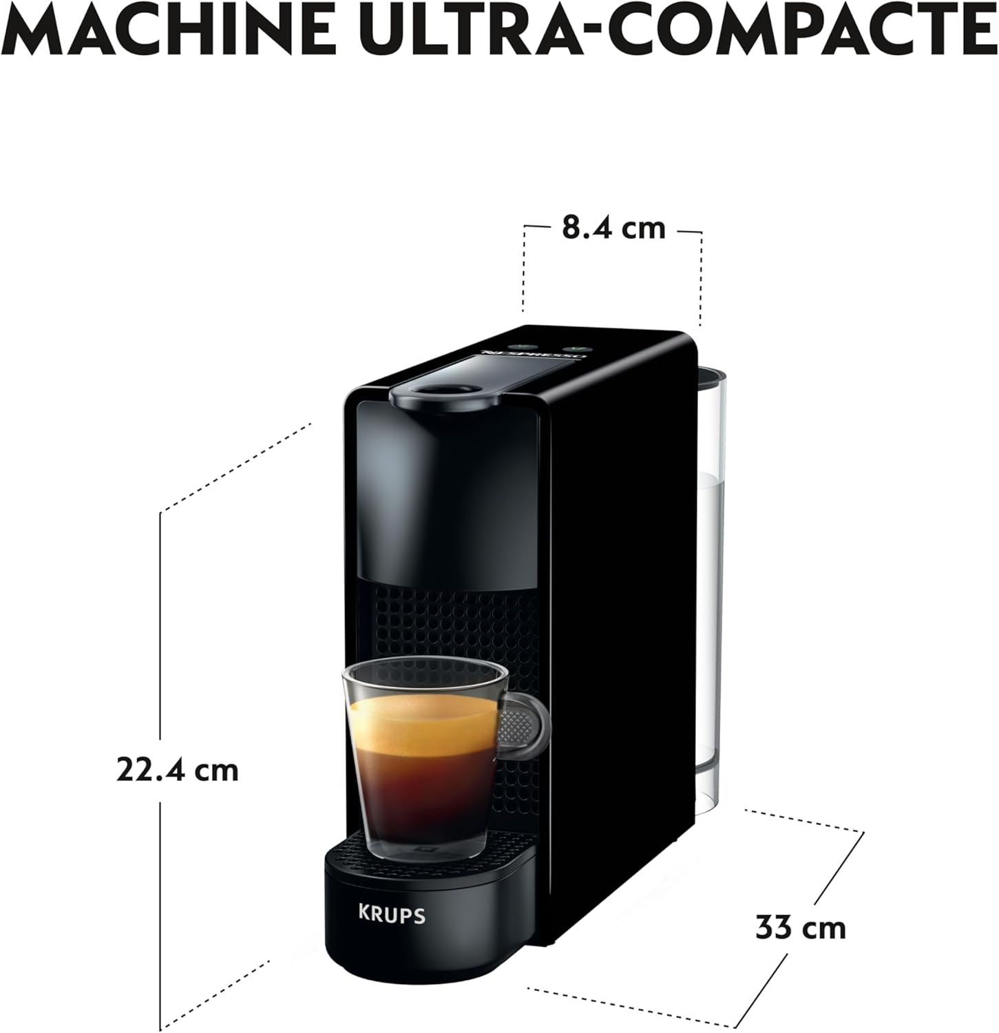 Krups Machine à Café Essenza Mini Noir, 19 Bars + Kit de Bienvenue, Design Compact, Expresso et Lungo, Arrêt Automatique, YY2910FD