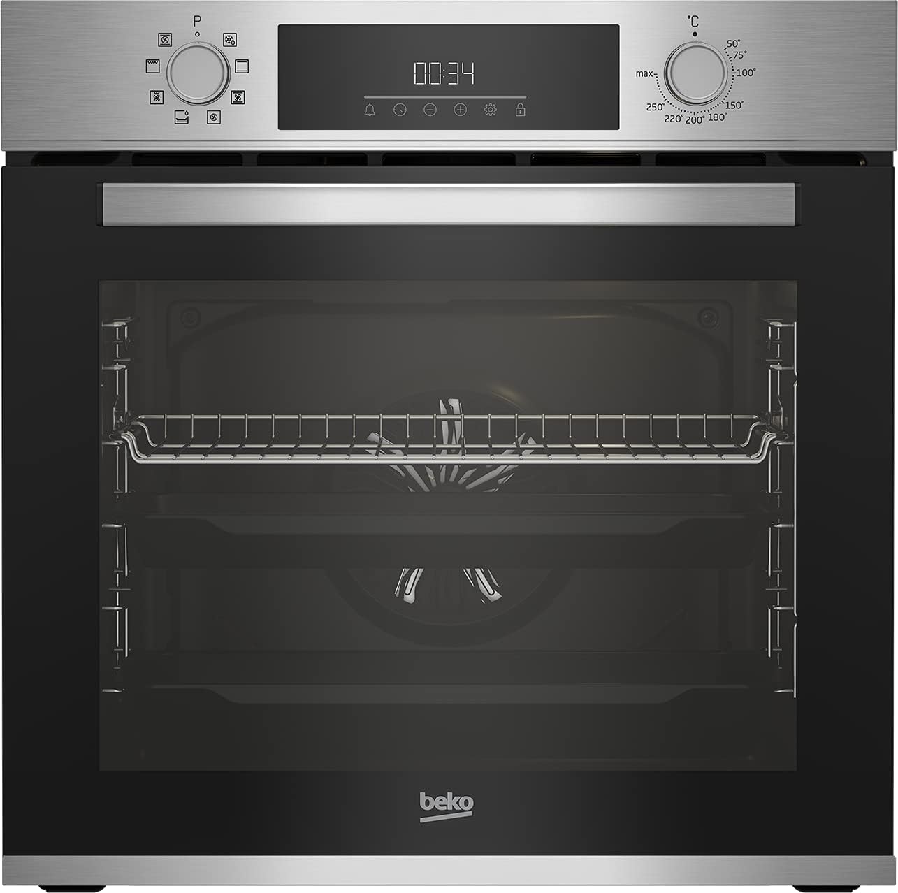 Beko BBIM12300XCE Four encastrable - 72L, 8 fonctions de cuisson, Écran LED, Porte robuste, Dimensions : H 59,5 x l 59,4 x P 56,7 cm, Noir, Classe A+