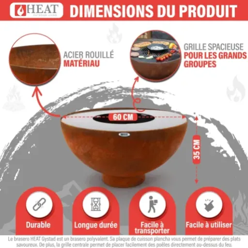 Test Gystad HEAT Outdoor Living : le brasero-plancha rustique qui fait le job (mais rouille vite)