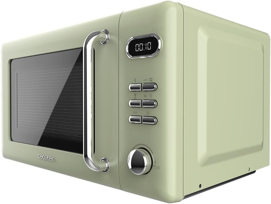 Micro-ondes avec Gril 20 L Proclean 5110 Retro Green 700W - Numérique, 5 Niveaux de Puissance, 8 Programmes Automatiques, Minuterie 60 min, Mode Décongélation, Sécurité Enfants Numérique - Grill Vert