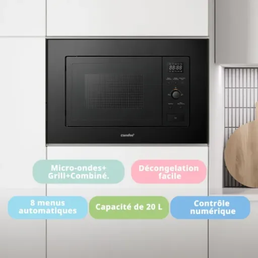 Test Comfee CBMAG820BJL-BK : un micro-ondes encastrable simple, compact et sans chichi