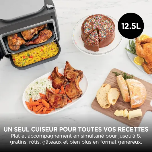 Combi 12-en-1 Multi-Cuiseur, Four & Friteuse sans huile, 12 Fonctions de Cuisson, Repas de Taille Familiale en 15 Minutes*, avec Plateau de Cuisson,Poêle et Guide de Recettes, Gris, SFP700EU.