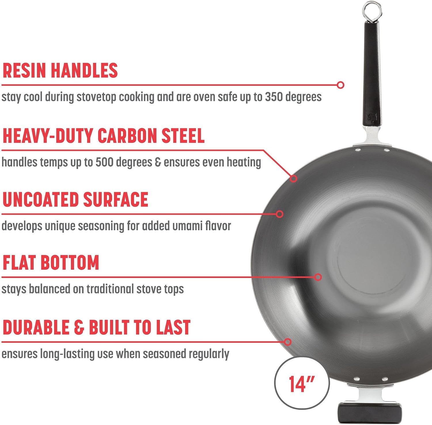 Joyce Chen Pro Chef Wok en Acier Carbone 34 cm