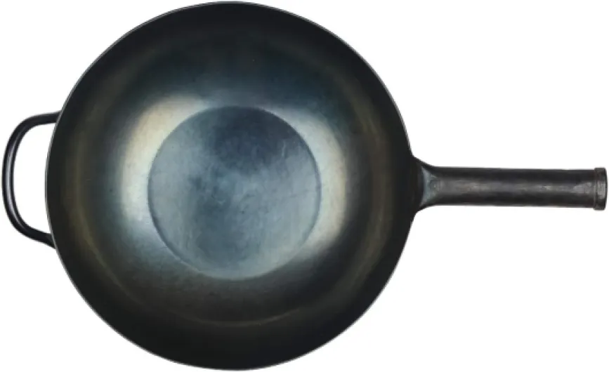 ZhenSanHuan Wok fait main en acier carbone à fond plat compatible induction 34 cm 34CM Iron Handle with Help