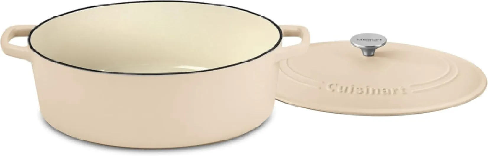 Chef's Cocotte ovale classique en fonte émaillée avec couvercle Marron clair, 2,5 l 7 Quart peau