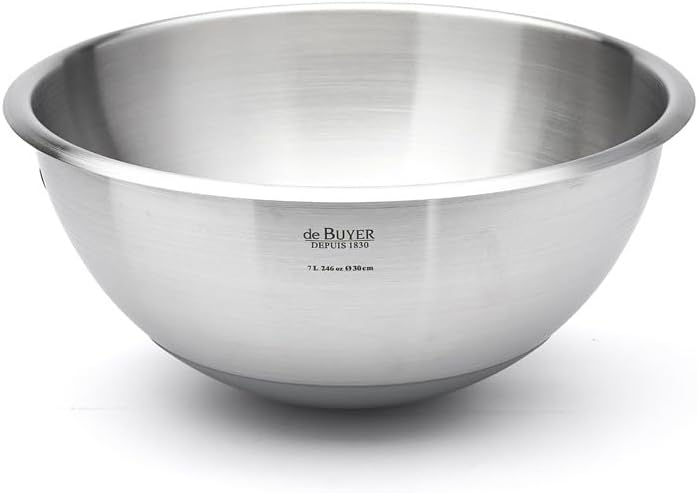 Bassine demi-sphérique "Cul-de-Poule" en inox avec fond en silicone - Diamètre 30 cm -, Argent Diameter 30 cm Moderne ou contemporain