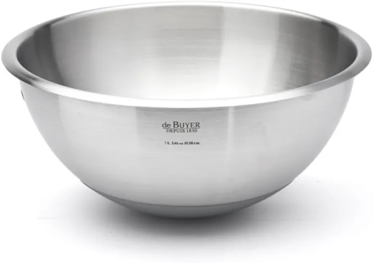 Bassine demi-sphérique "Cul-de-Poule" en inox avec fond en silicone - Diamètre 30 cm -, Argent Diameter 30 cm Moderne ou contemporain