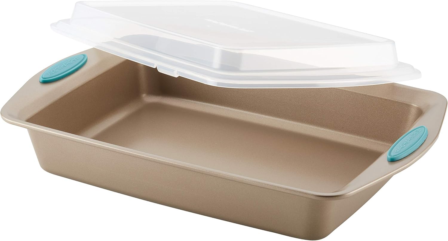 Rachael Ray 47551 Moule à gâteau rectangulaire en acier Marron latte 23 x 33 cm