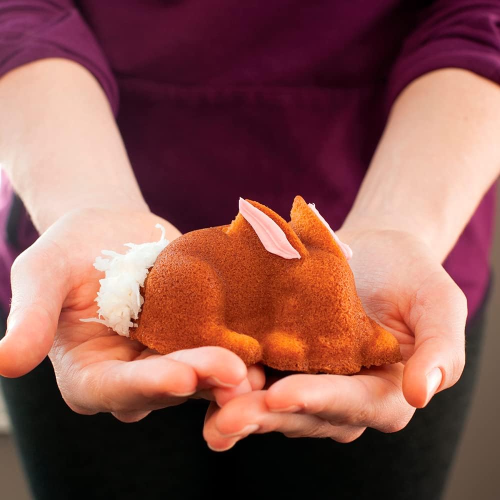 Moule à gâteau en forme de lapin de Pâques, en aluminium, marron, 7,6 x 30,5 x 30,5 cm