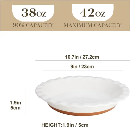 Série TARA 1 Pièce Moule à Tarte en Grès - φ 23 cm, 1260 ml - Plat à Tarte avec Motif de Sésame - Passe au Lave-vaisselle - Parfait pour Tartes, Gratins, Gâteaux, Desserts et Lasagnes