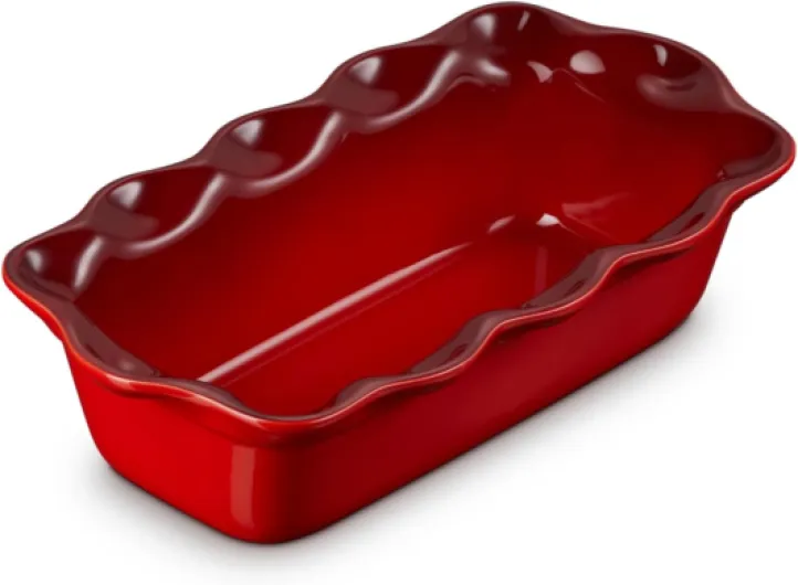 Heritage Lot de 2 moules à tarte cannelés en grès 22,9 cm et plat à pain cannelé de 22,9 cm, cerise