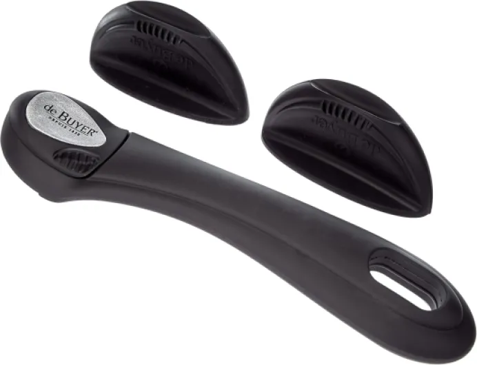 Lot de 4 casseroles en inox MILADY TWISTY amovibles, 1 queue et 2 anses en silicones noires - Diamètre 14/16/18/20 cm -, Gris Ø 14/16/18/20 cm Unique